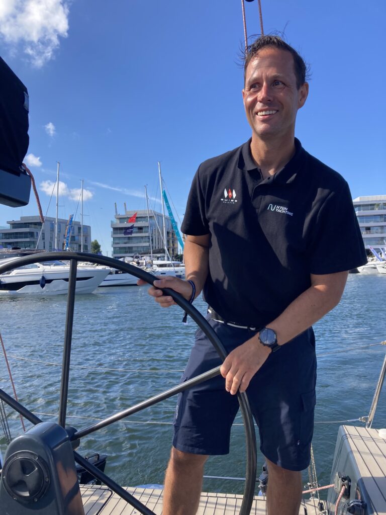 Marek Stańczyk N'Fun Yachting on deck steering