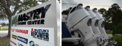 Suzuki outboards and sign for Mastry Suzuki engine center