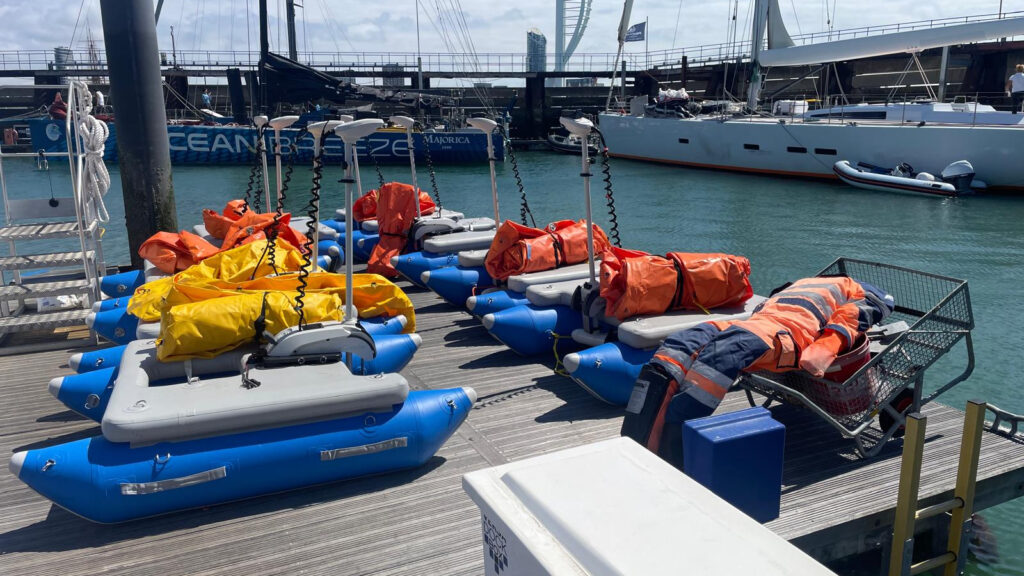 rafts for SailGP race markers at Endeavour Quay