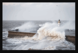 Waves crash over harbour as shipping forecast celebrates being on BBC for 100 years