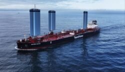 Aframax tanker ship with sails