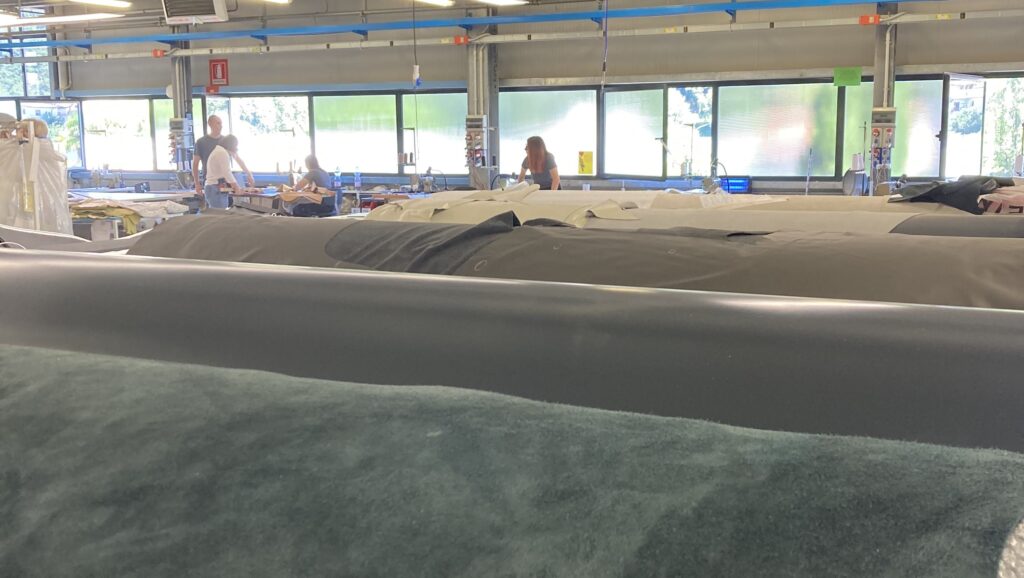 choosing fabric at Besenzoni
