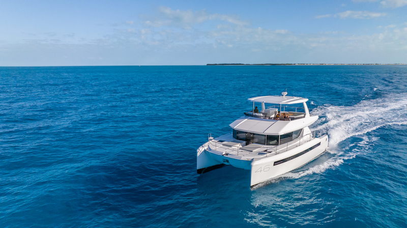 Leopard catamaran on the ocean