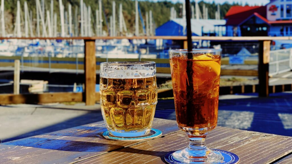 drinks against marina background