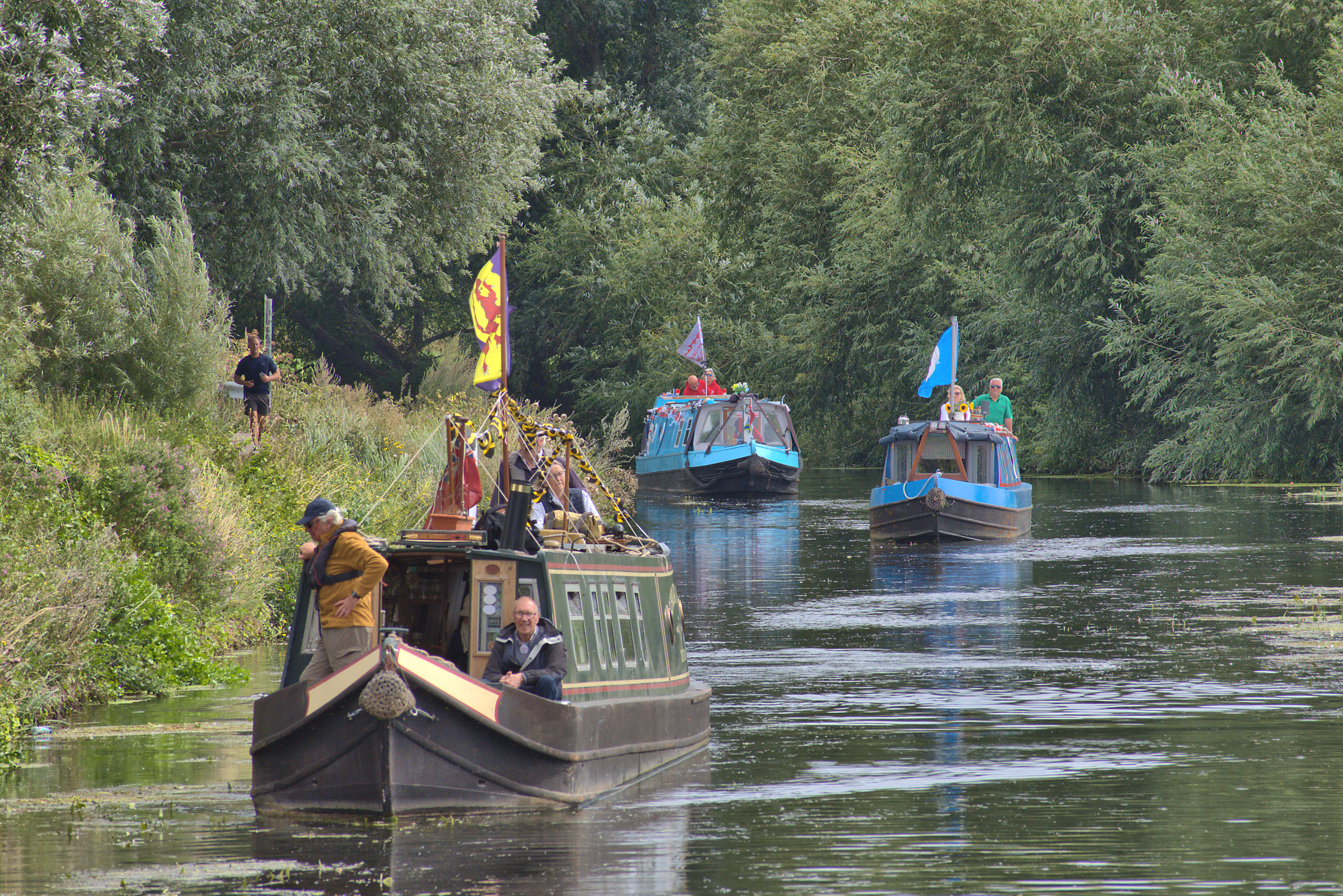 flotilla of boats on UK's inland waterways