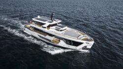 Drone shot of 30XP Numarine explorer yacht