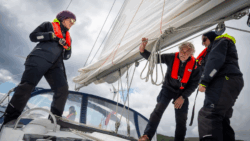 Sailors on boat wear apparel from Gill
