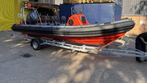 red RIB to be used by Greenpeace with Yamaha outboard