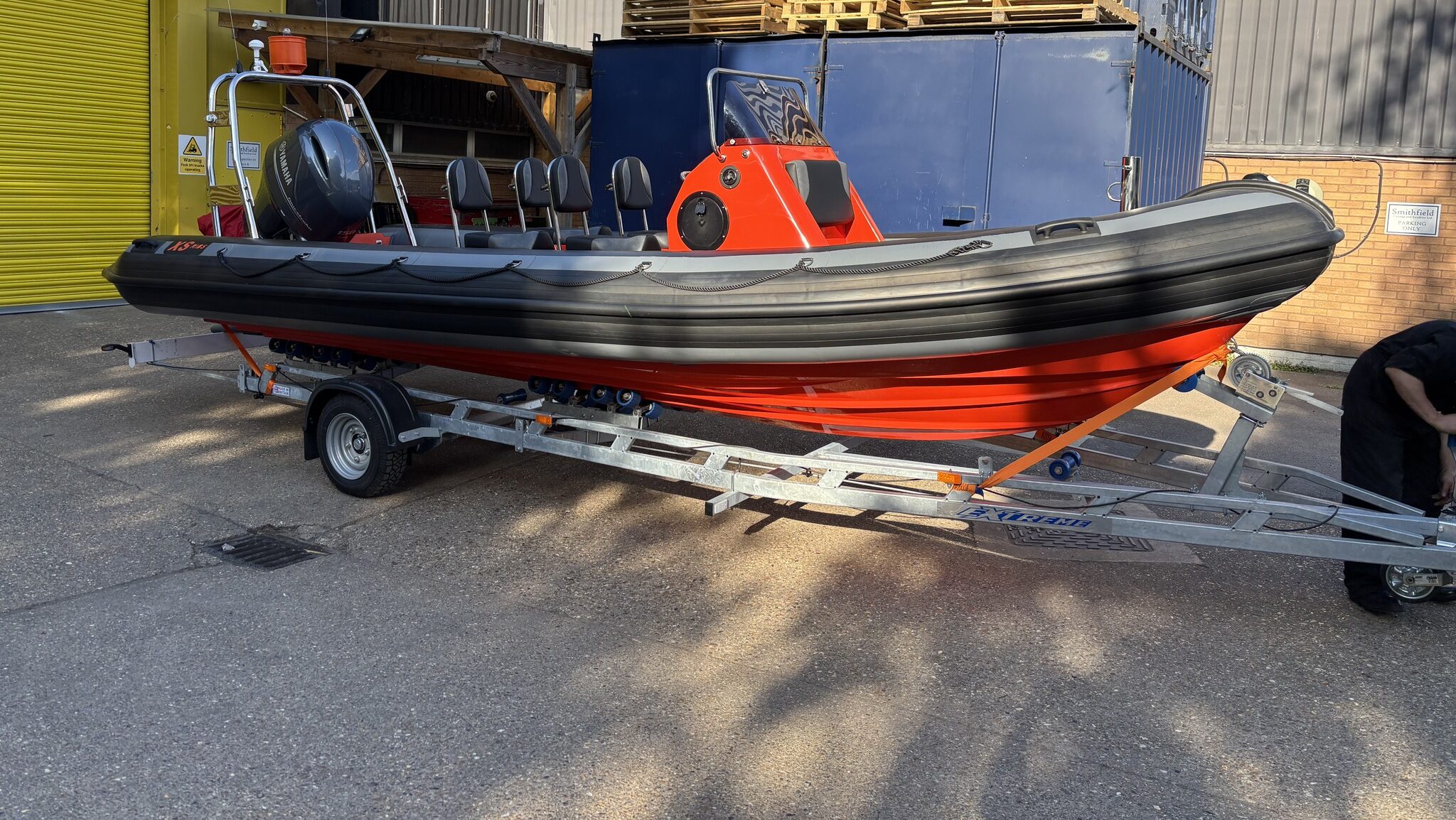 red RIB to be used by Greenpeace with Yamaha outboard