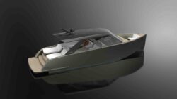 Rendering of taupe dayboat from Salt Yachts