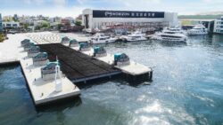 shiplift at water's edge belonging to Horizon Yachts in Taiwan
