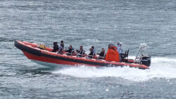 Lundy Explorer heads out to sea - RIB with passengers onboard in Ilfracombe Devon