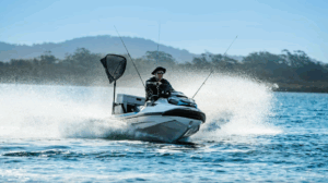 Male fisherman astride a PWC as BRP releases its 2Q results for 2025