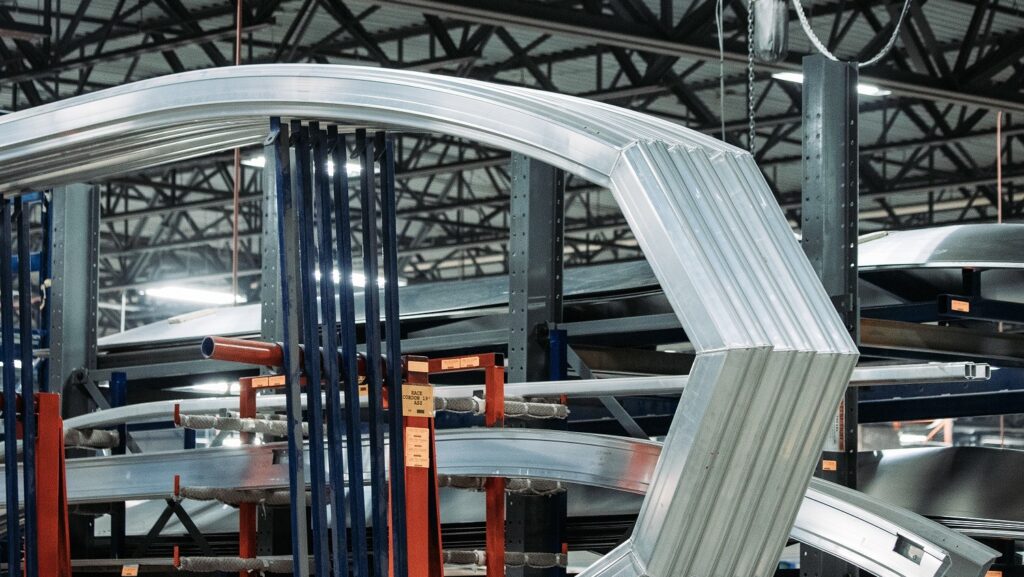Inside a steel factory