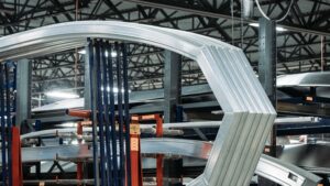 Inside a steel factory