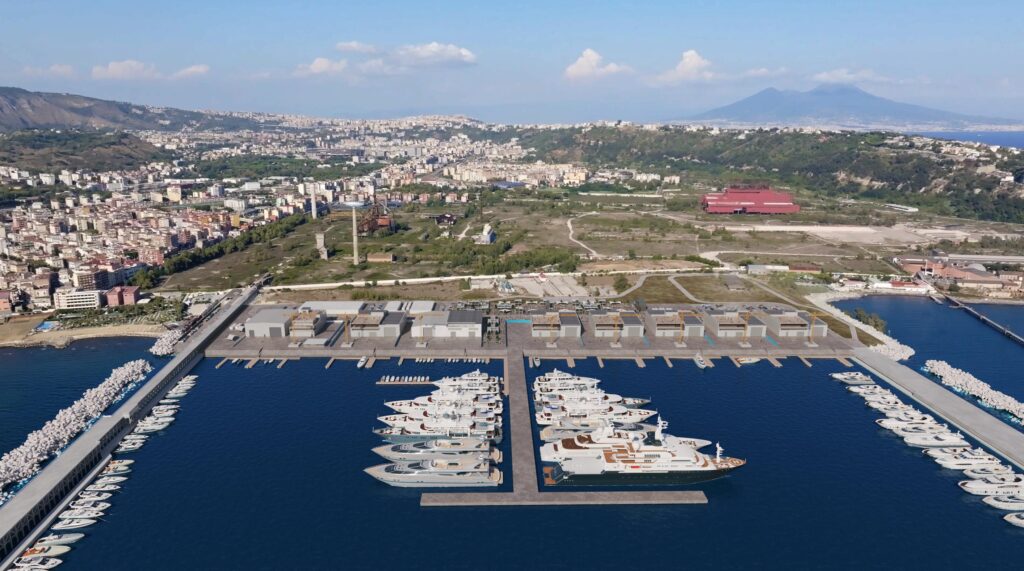 Rendering of a superyacht marina in Naples