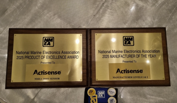 two gold plaques to Actisense at NMEA awards
