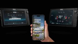 Brand poster showing Axopar app and boat monitoring homepage