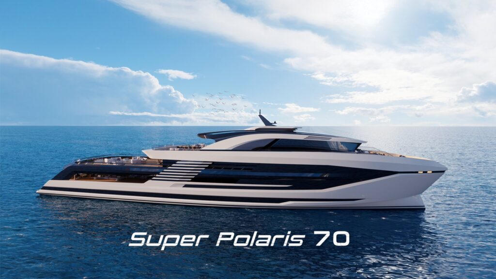 Rendering of 70 metre superyacht side view