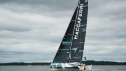 a racing sailing yacht side profile