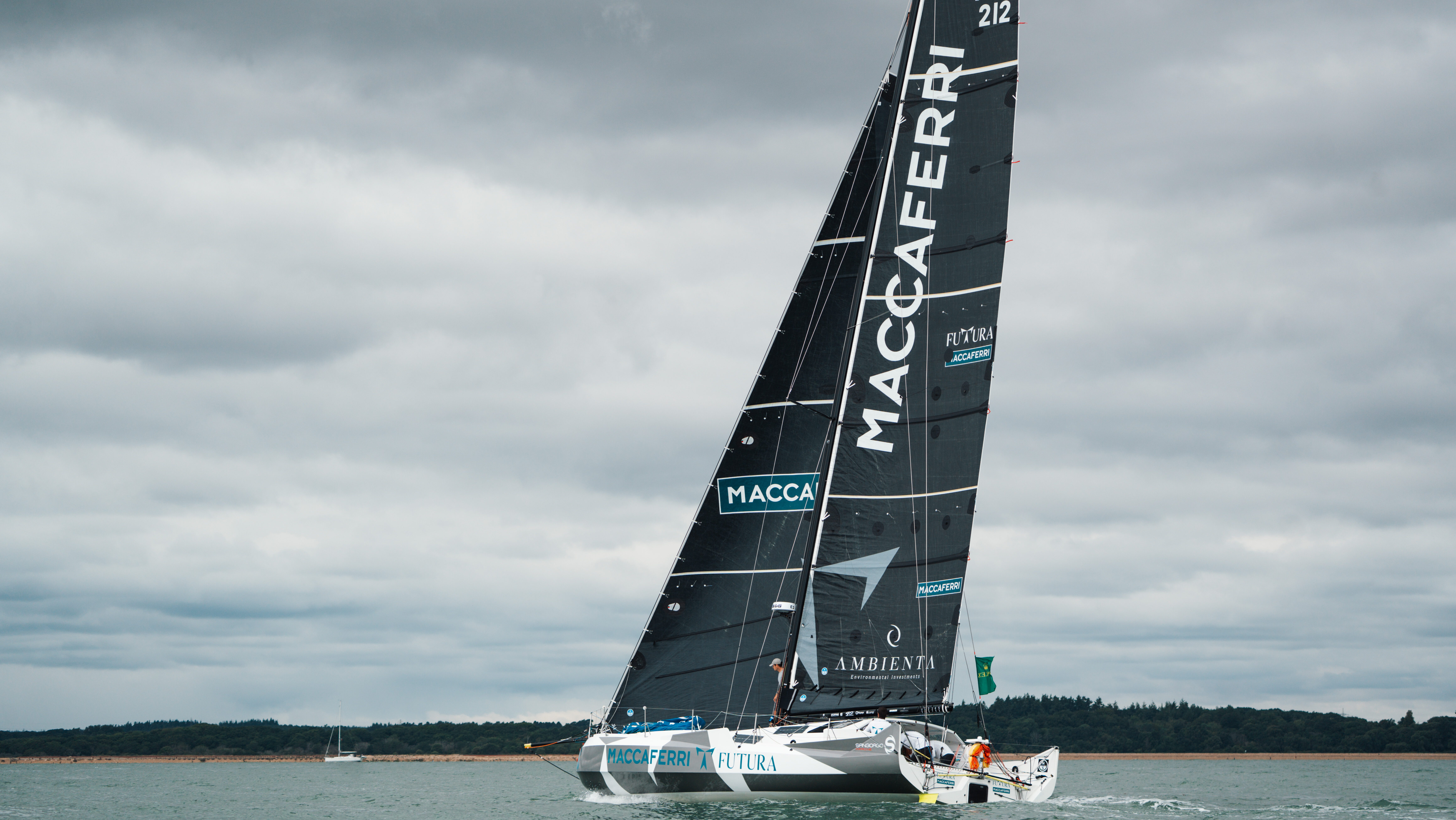 a racing sailing yacht side profile