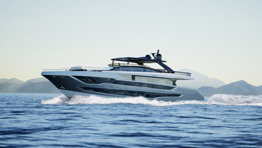 Pearl 100 superyacht cruising on the water