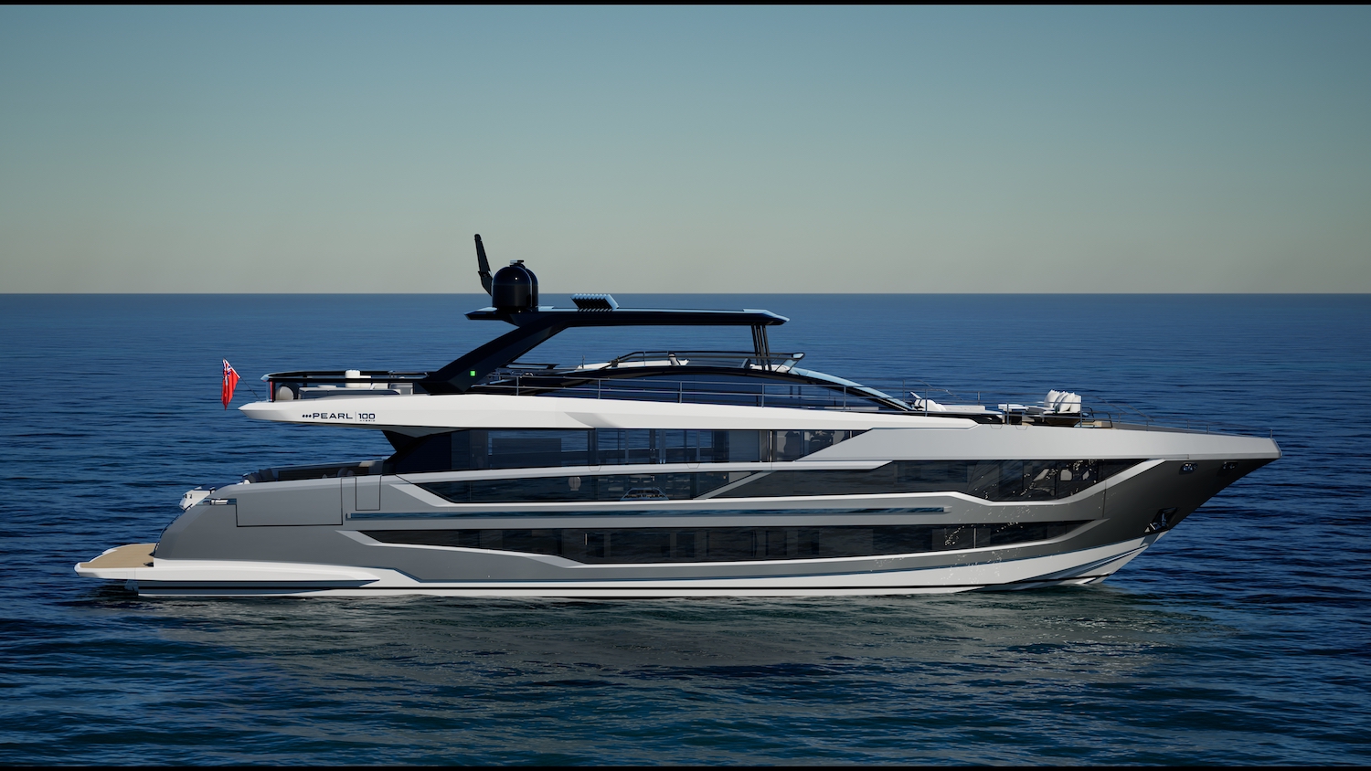 Pearl 100 superyacht with grey hull