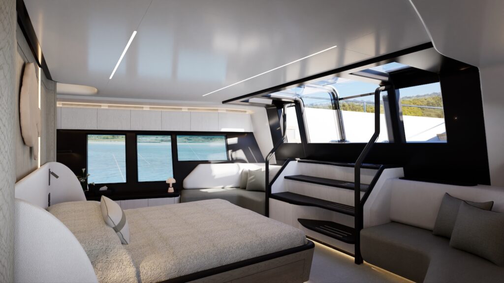 Luxury master cabin onboard Pearl 100 superyacht