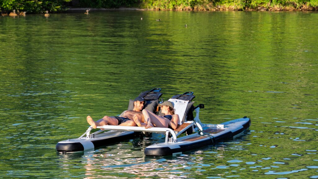Relaxing on the hammock on an Otter e bike