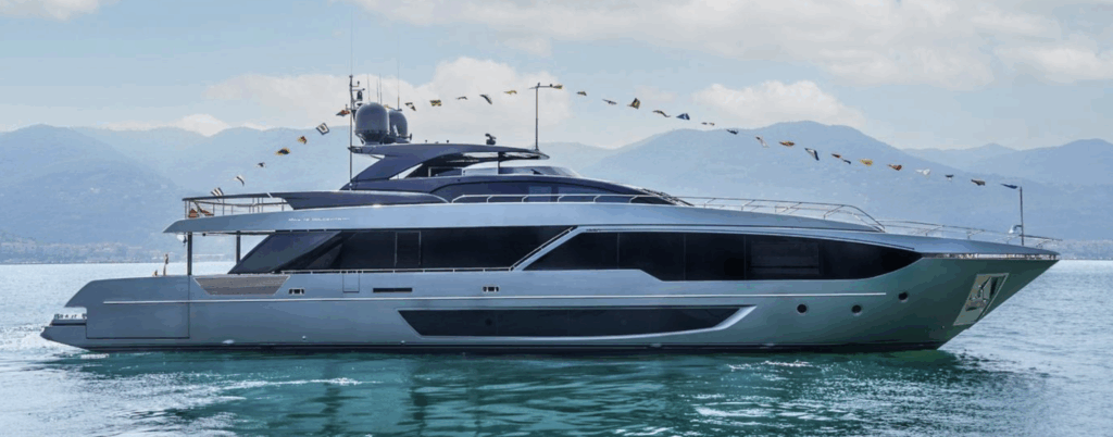 Large white Riva superyacht