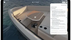 App screen showing AI message and boat