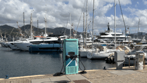 Image of electric marine charger in Genoa Marina