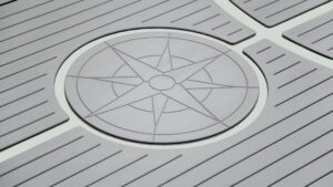 SeaSole Compass Rose peel and stick teak decking in grey by TDS
