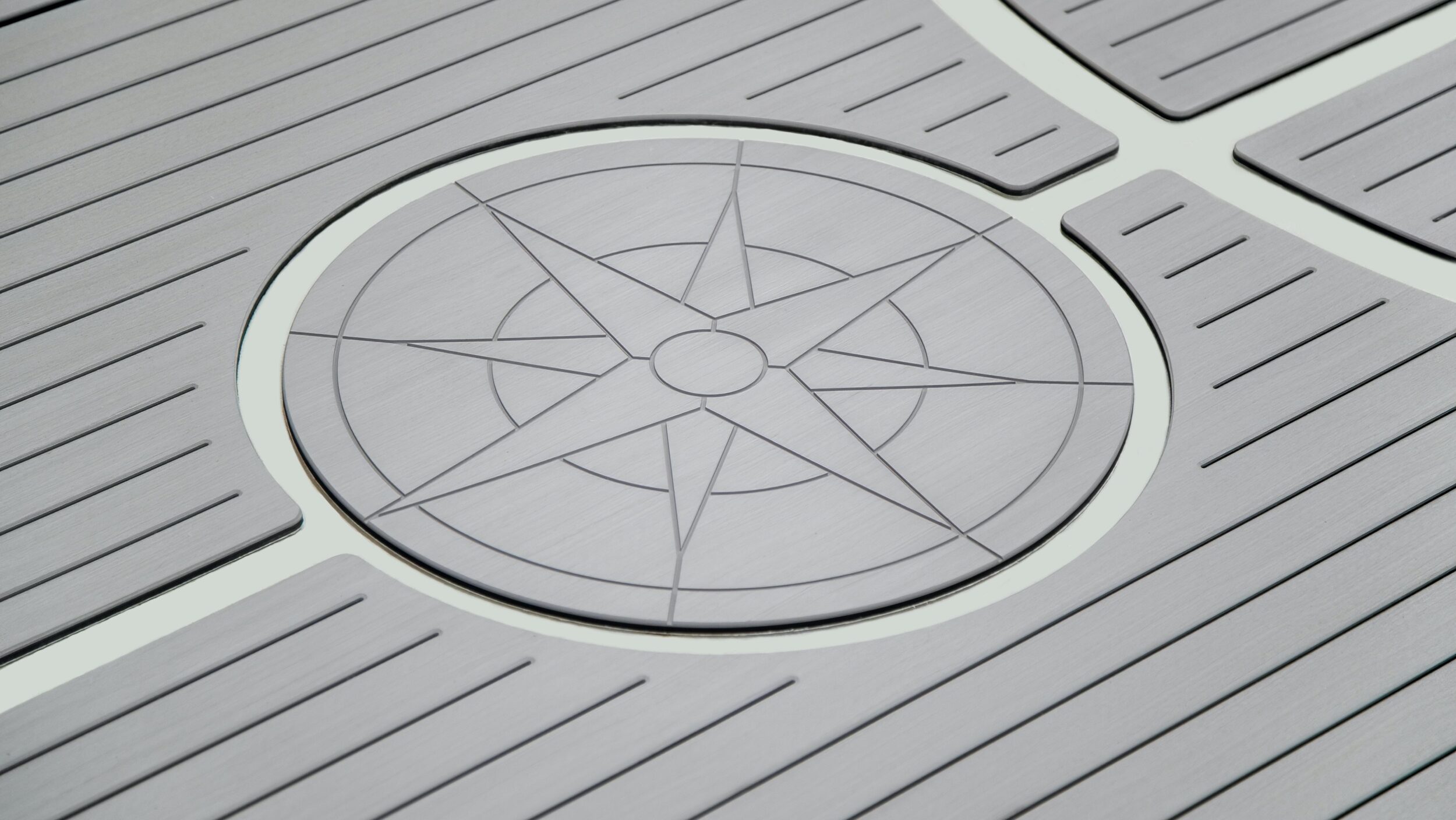 SeaSole Compass Rose peel and stick teak decking in grey by TDS
