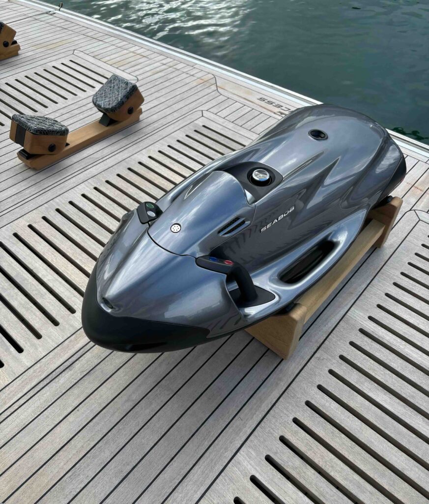 Seabob on chock on transom