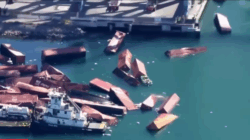 Multiple shipping containers fall off cargo ship into water at Port of Long Beach