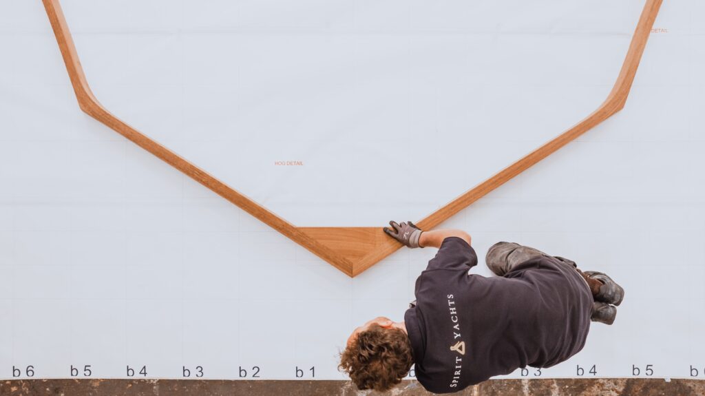 Boatbuilder in action at Spirit Yachts