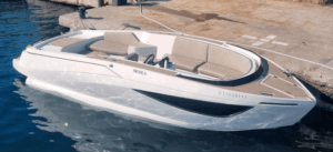 side view image of a small white tender to a superyacht