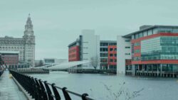 Liverpool docks and liverbird building