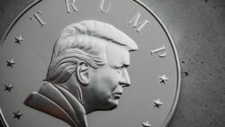 Illustration of President Trump's face on a coin