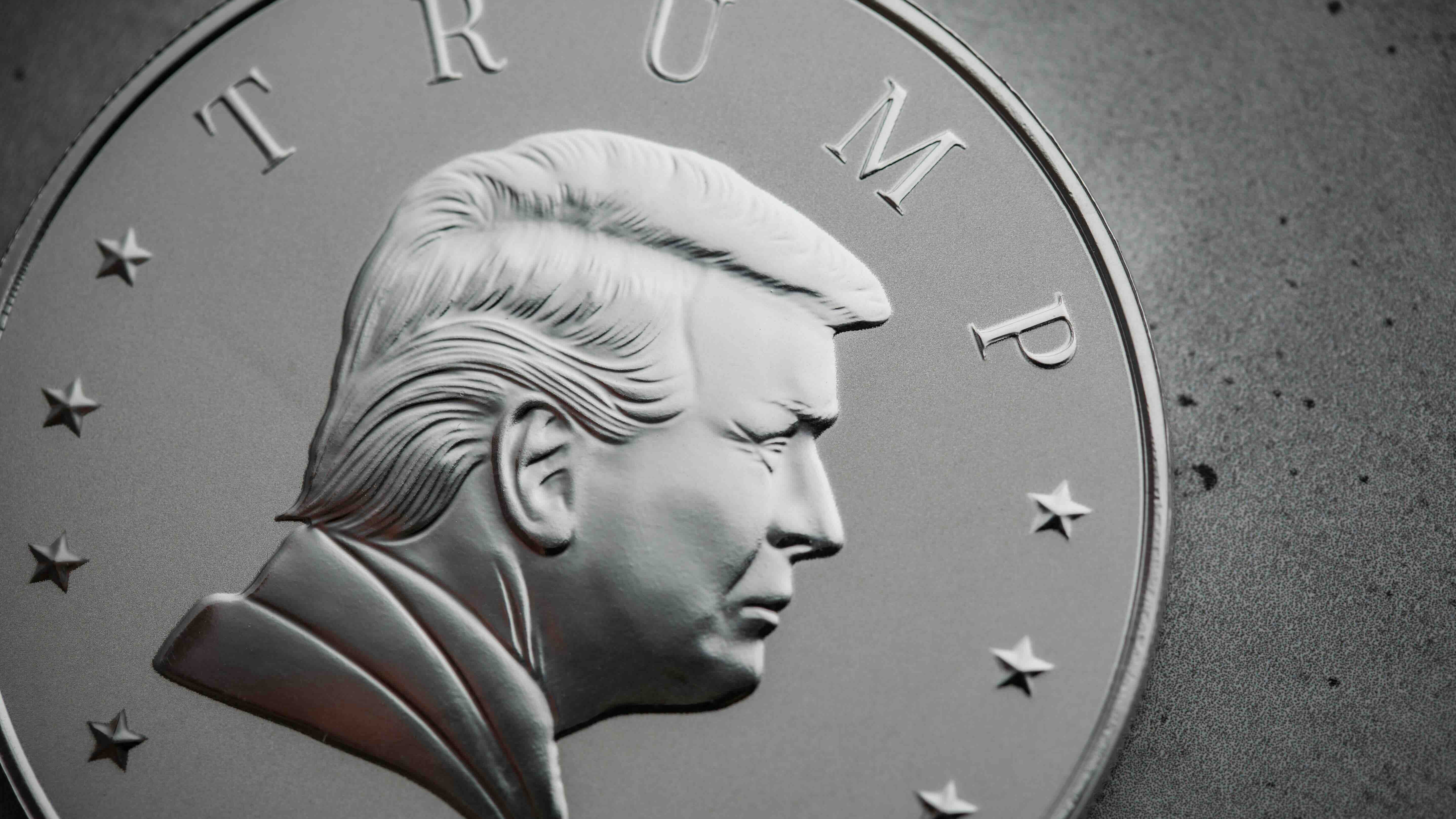 Illustration of President Trump's face on a coin