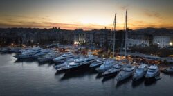A row of glorious boats presented at sunset in a D-Marin marina