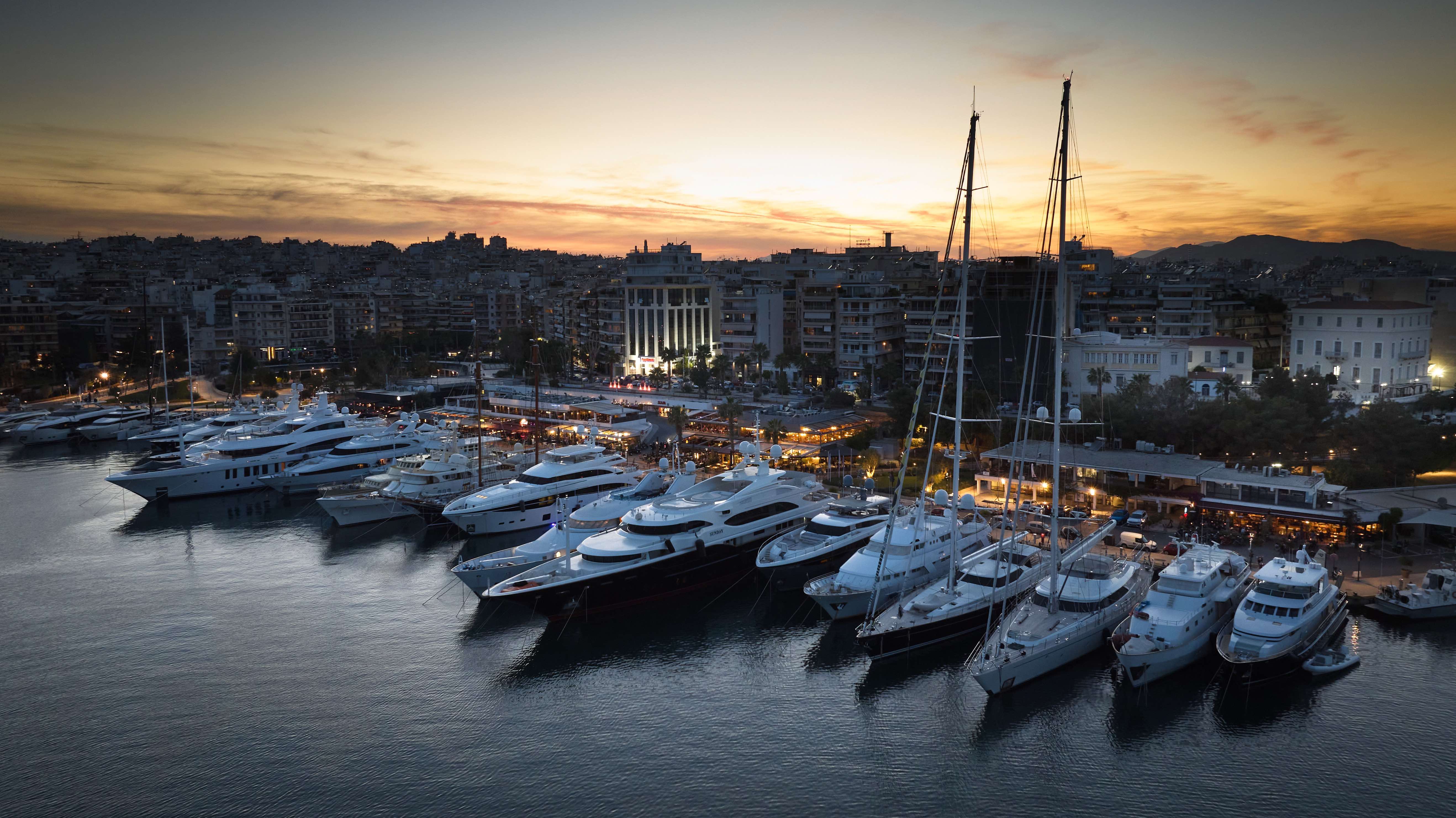 A row of glorious boats presented at sunset in a D-Marin marina