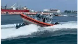 Mexican Navy (Secretaría de Marina, SEMAR) two boats crash, one skims top of other during rehearsal for operational tactics display
