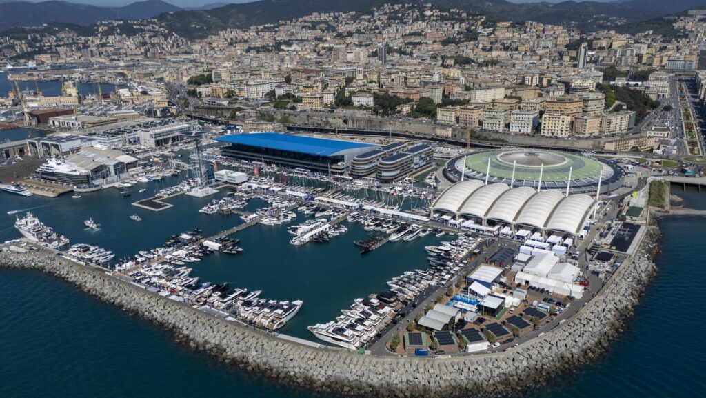 Aerial view of Genoa marina in Italy