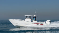 SilverCAT 34CC boat on water - similar model bought with crypto currency