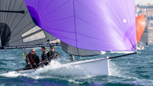 boat with purple sail made by Westaway