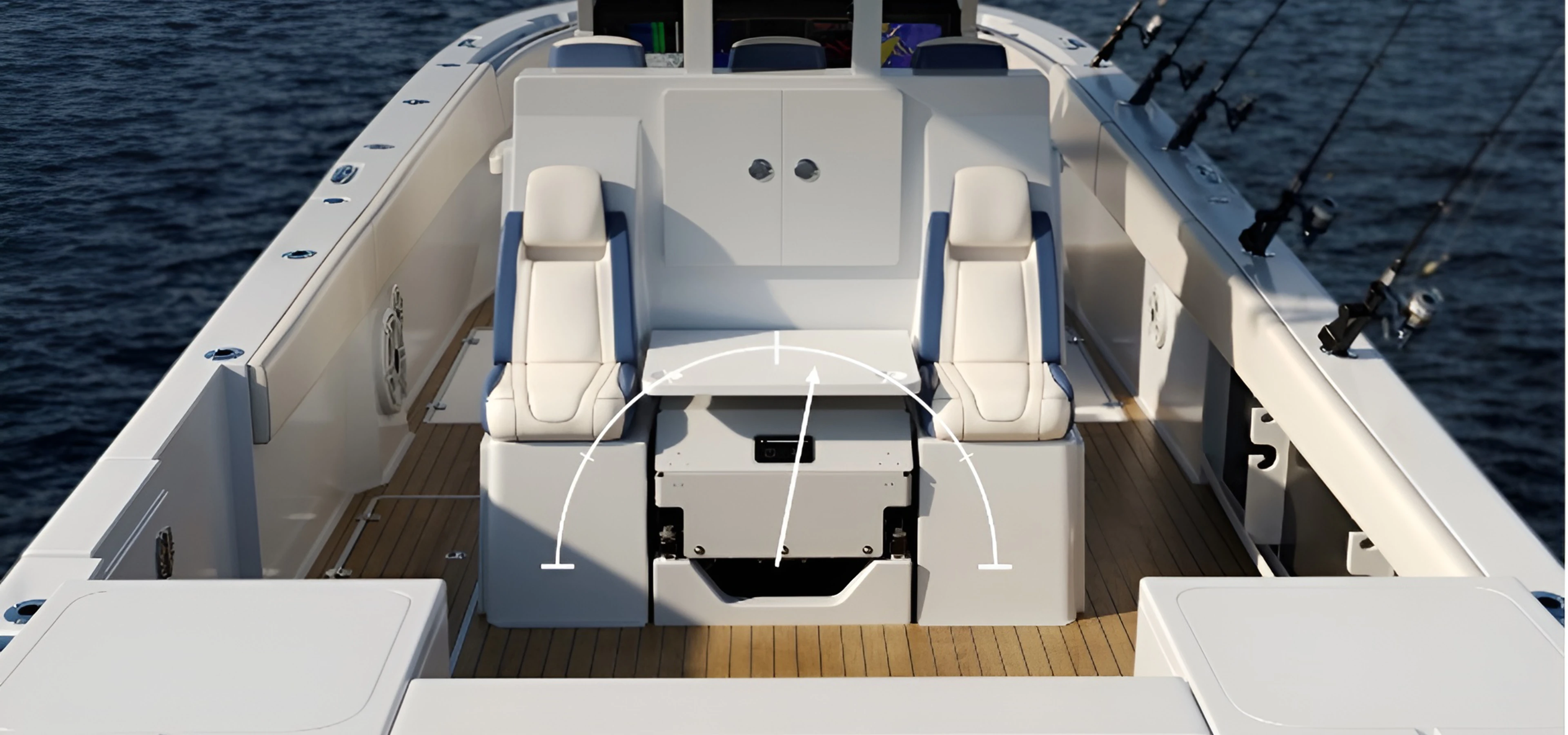 two seats on the helm of a boat