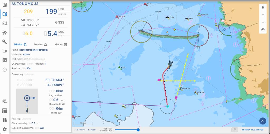 Screengrab of navigational data