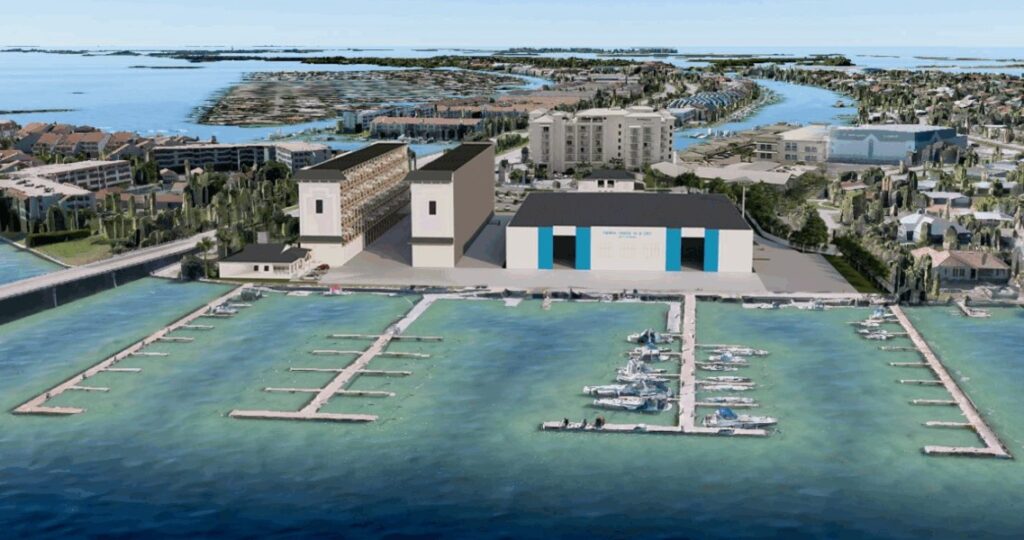 An aerial rendering of the Tierra Verde Marina after the project's first phase. Image courtesy of Greenleaf